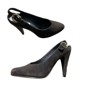 Steve Madden Suede Brown Leather Slingback Heels Size 7.5